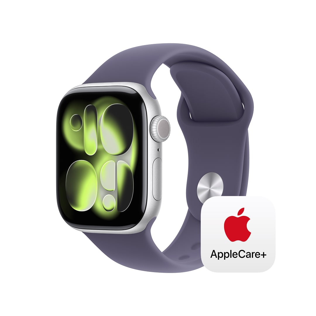Apple Watch Series 11（GPS + Cellularモデル）- 42mmシルバーアルミニウムケースとパープルフォグスポーツバンド - M/L with AppleCare+