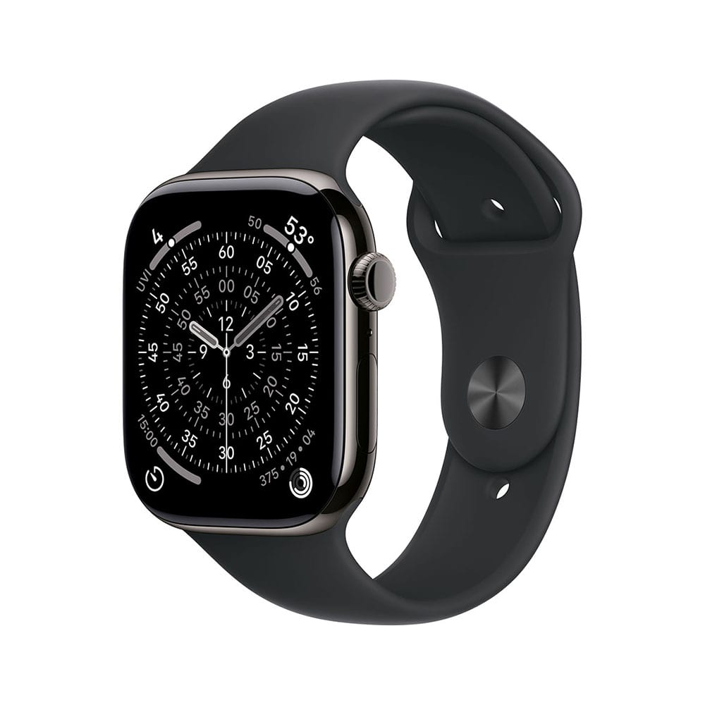 Apple Watch Series 11（GPS + Cellularモデル）- 42mmスレートチタニウムケースとブラックスポーツバンド - S/M