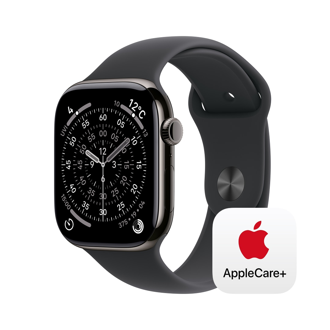 Apple Watch Series 11（GPS + Cellularモデル）- 42mmスレートチタニウムケースとブラックスポーツバンド - M/L with AppleCare+