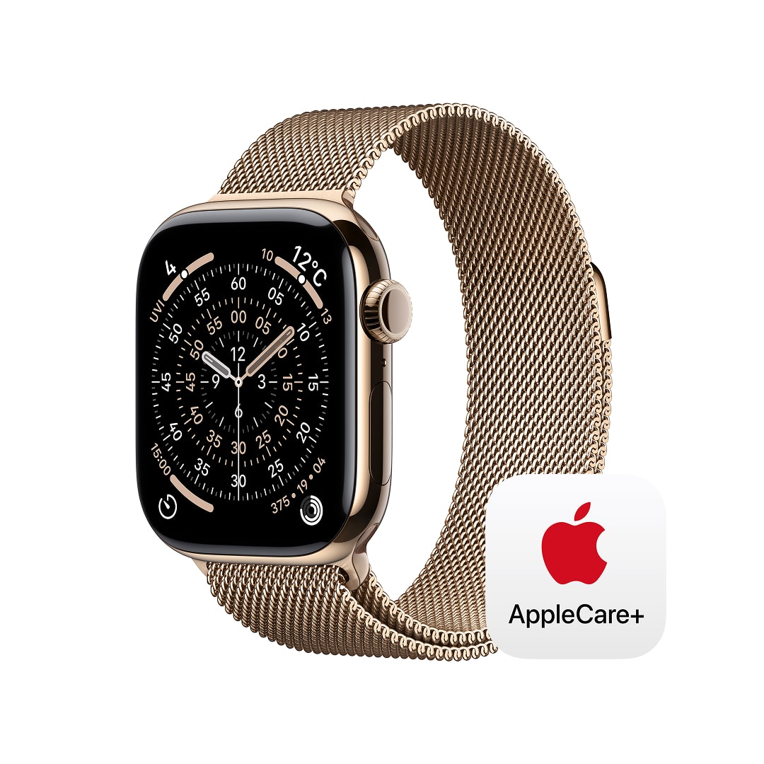 Apple Watch Series 11（GPS + Cellularモデル）- 42mmゴールドチタニウムケースとゴールドミラネーゼループ with AppleCare+