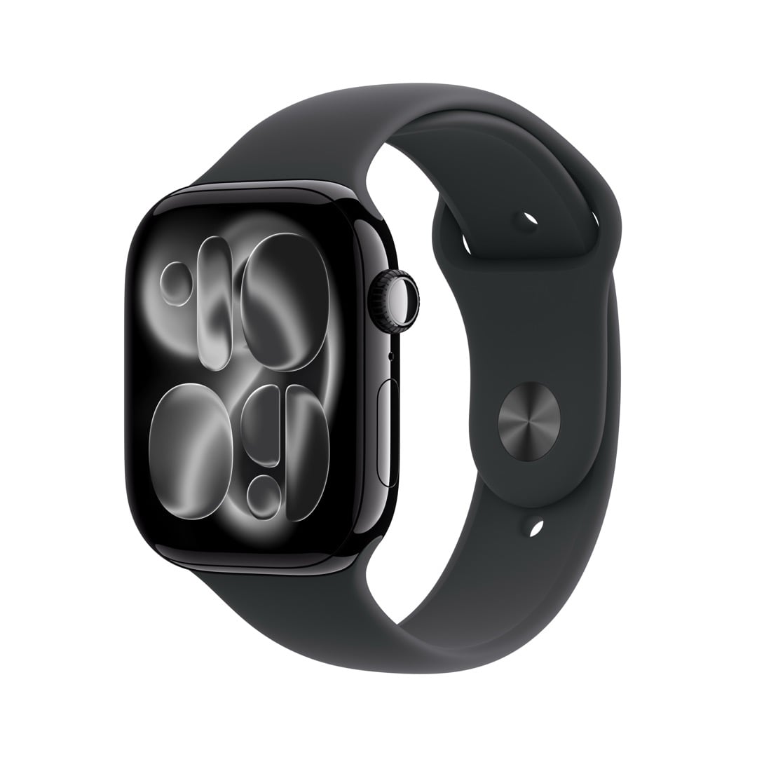 Apple Watch Series 11（GPS + Cellularモデル）- 46mmジェットブラックアルミニウムケースとブラックスポーツバンド - S/M
