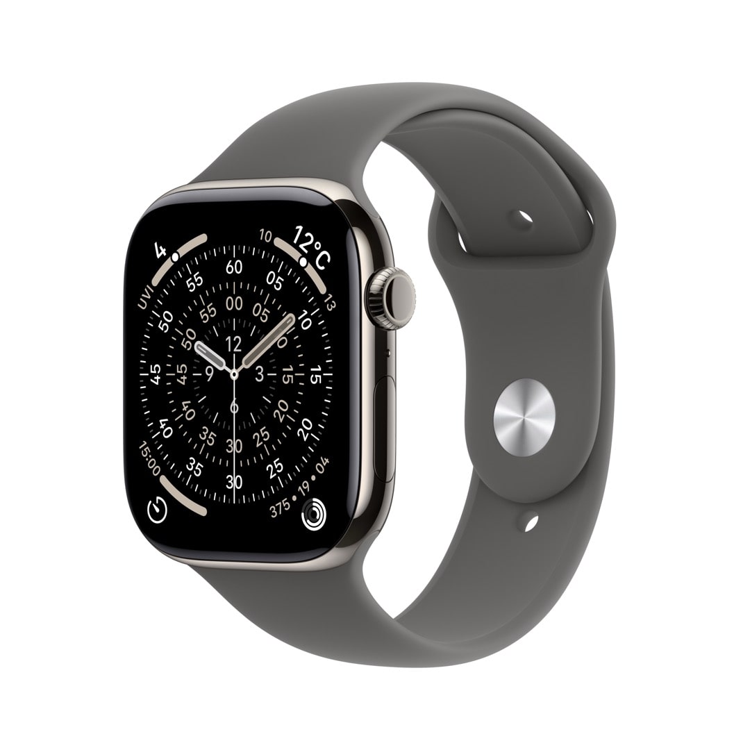 Apple Watch Series 11（GPS + Cellularモデル）- 46mmナチュラルチタニウムケースとストーングレイスポーツバンド - S/M