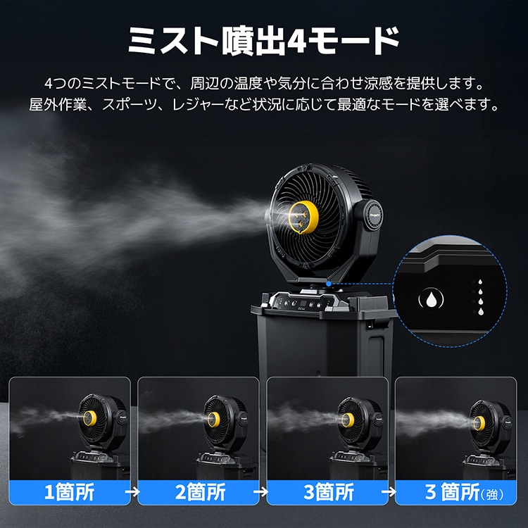 BougeRV 冷えMistPro タンク付ミストファン ブラック BRV-MF01
