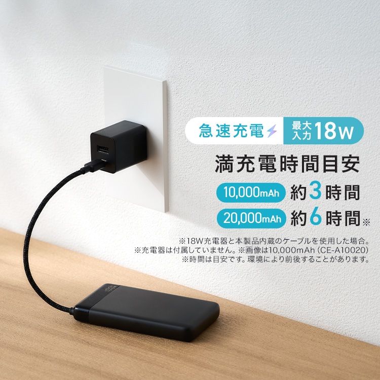 モバイルバッテリー CE-A20020-B ブラック 安心延長保証