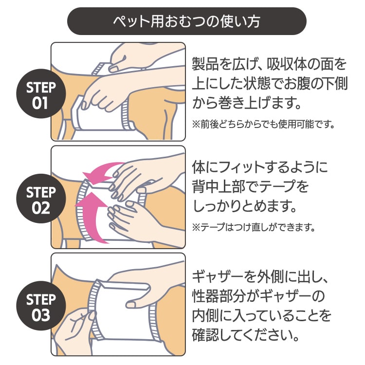 【195枚】ペット用おむつ ピタフィット M 65枚入×3袋 男の子用 MNPD-M65 M(胴まわり:40~50cm)/3袋セット