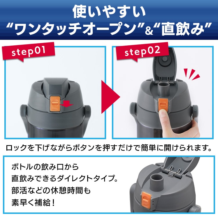 ステンレスケータイボトル スポーツジャグ SJ-2000 グレー グレー