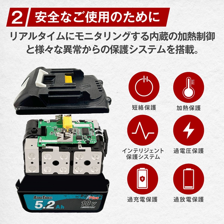 AERO TOOLS AERO TOOLS マキタ互換バッテリー5.2Ah Plus