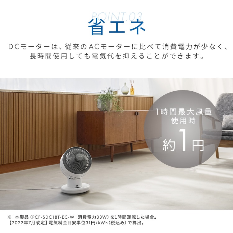 サーキュレーターアイ DC JET 18cm PCF-SDC18T-EC-W ホワイト 安心延長保証