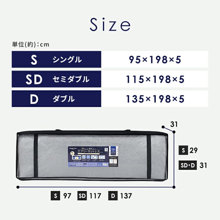 エアリーマットレス センターフィットタイプ ダブル 厚さ5cm 高反発 6