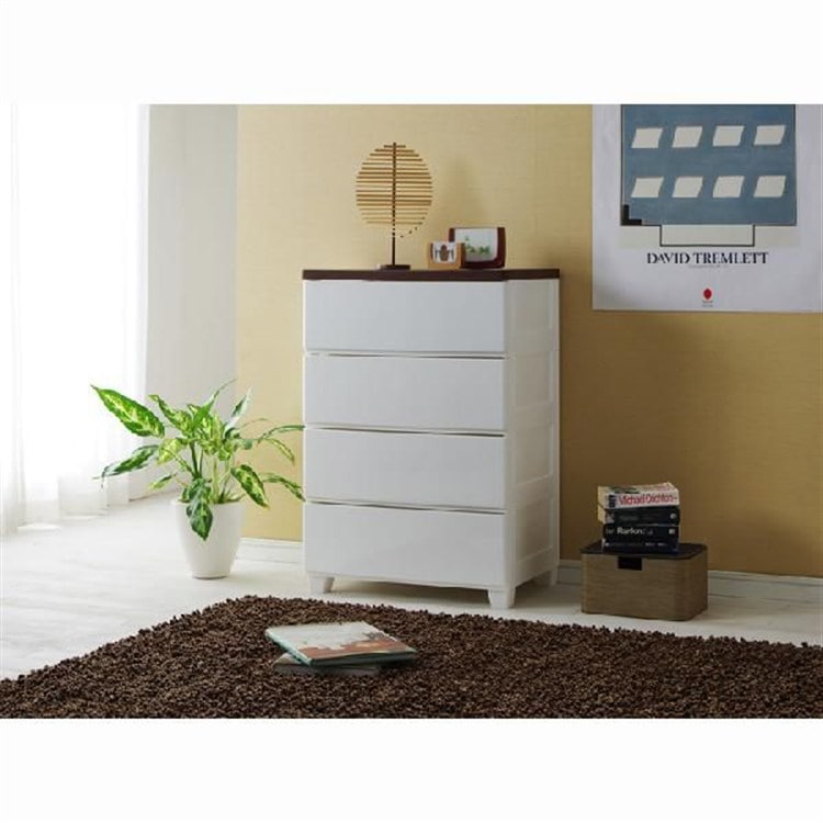 ウッドトップチェスト 4段 MG-554 ホワイト ホワイト
