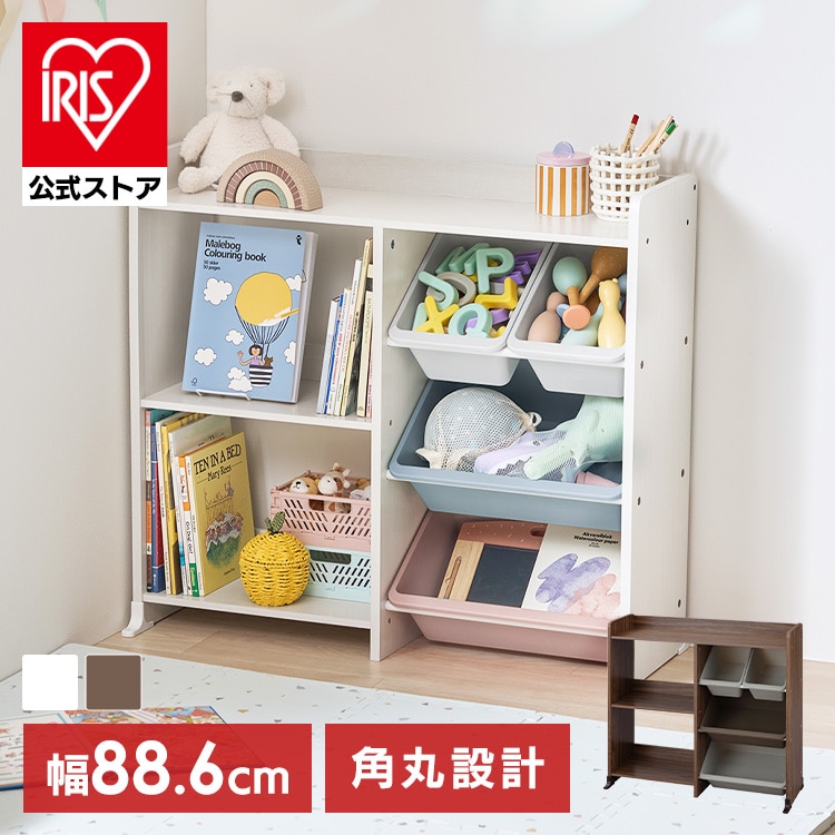 ［マイル5倍！12/7迄］本棚付トイハウスラック HTHR-34R ウォールナット