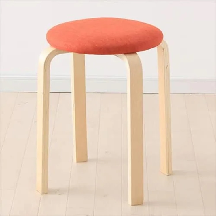 ［マイル5倍！12/7迄］木製スツール ファブリック SL-02F オレンジ