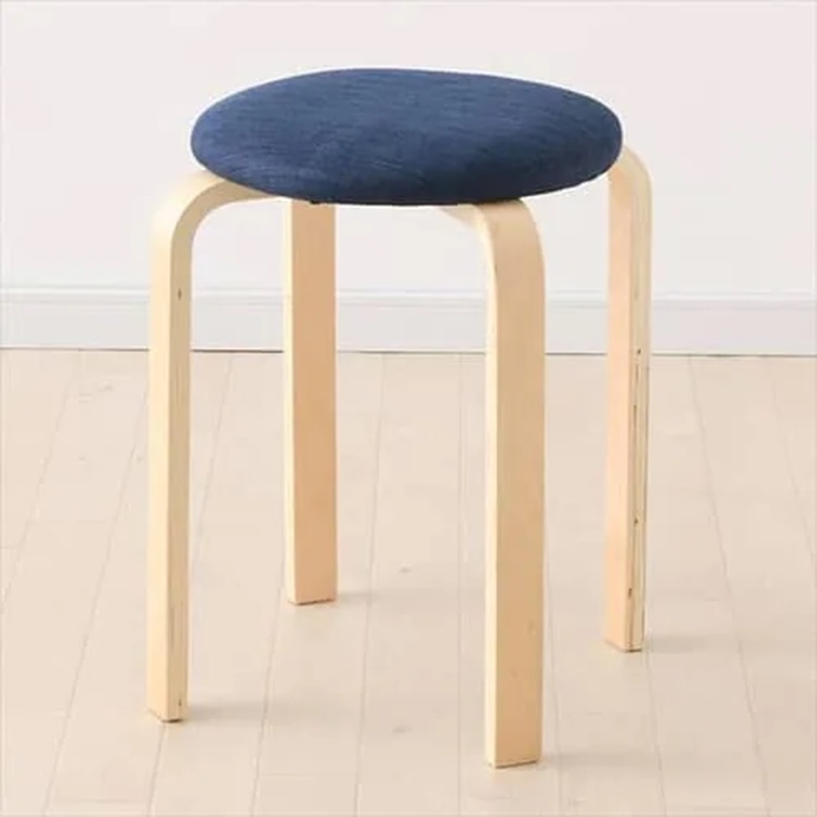 ［マイル5倍！12/7迄］木製スツール ファブリック SL-02F ネイビー