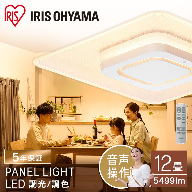 ［マイル5倍！12/7迄］LEDシーリングライト 音声操作 パネルライト 12畳 CEK-A12DLPSV ホワイト