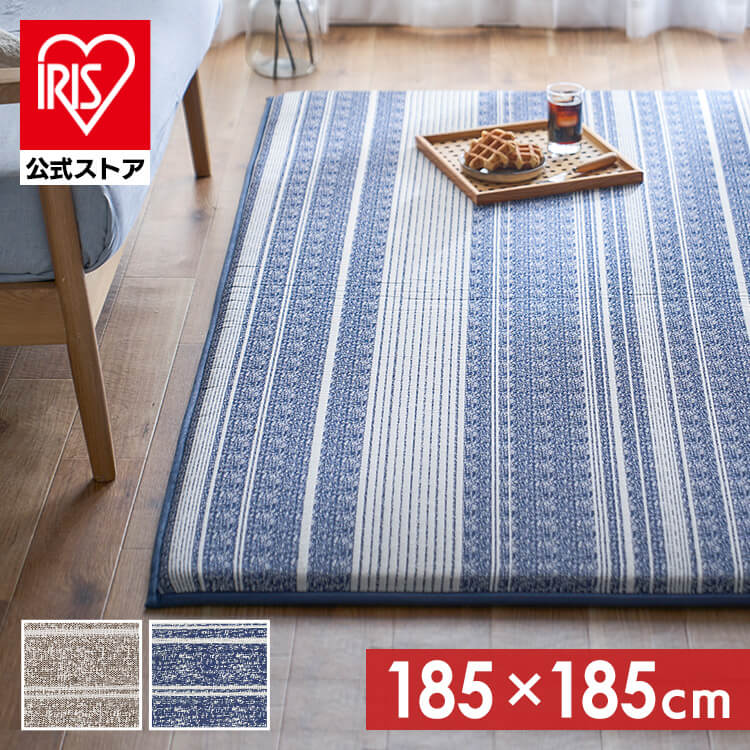 ［マイル5倍！12/7迄］ラ・クッションラグ ボーダー ACRBO-1818 ネイビー