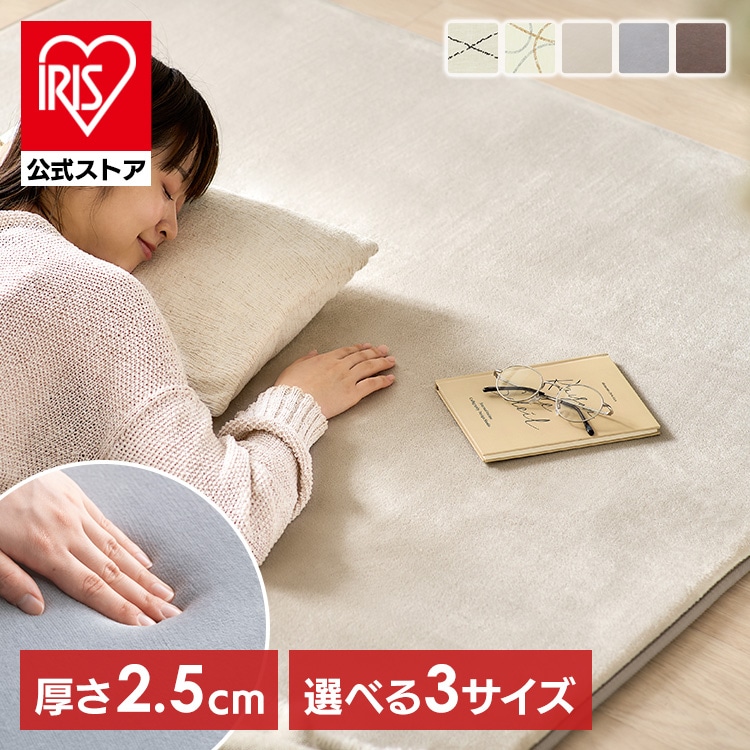 ラグ 3畳 カーペット 185×240cm ラグマット 絨毯 厚手 2.5cm おしゃれ シンプル オールシーズン ホットカーペット対応 防音 滑り止め付き こども ペット 一人暮らし リビング アイリスオーヤマ ふっくらウレタンラグ ORG-25C