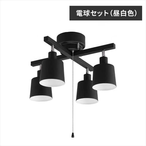 ［マイル5倍！12/7迄］[電球セット(昼白色)]4灯シーリング クロス CE4LA-20C-B ブラック