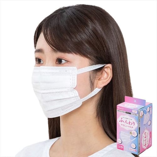 ［マイル5倍！12/7迄］[90枚入]ふんわりやさしいマスク 小さめサイズ 30枚×3箱セット PK-FY30S