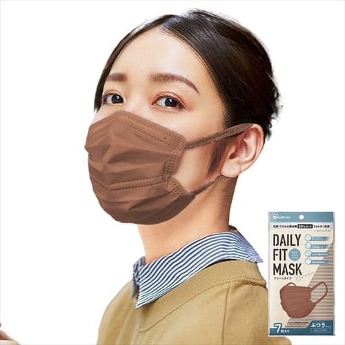 ［マイル5倍！12/7迄］[35枚]カラーマスク ふつうサイズ 7枚×5 DAILY FIT MASK ブラウン