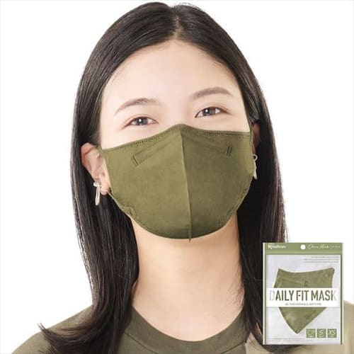 ［マイル5倍！12/7迄］[25枚] DAILY FIT MASK カラーマスク 5枚入×5 XSサイズ(小さめサイズ) オリーブカーキ