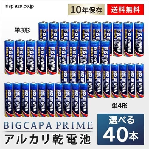 ［マイル5倍！12/7迄］[メール便]乾電池 単4 40本 アルカリ乾電池 BIGCAPA PRIME 単4形 20本パック×2 LR03BP/20P
