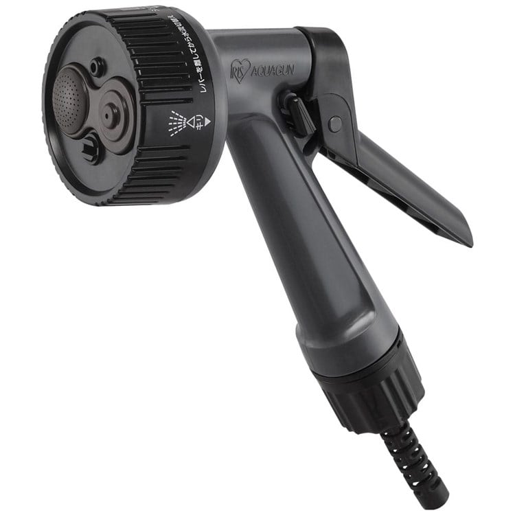 ［マイル5倍！12/7迄］散水ノズル 高圧 コック付 エックスホースリール用 アクアガン 水量調節 4水形 庭 園芸用品 ガーデニング 水やり 洗車 掃除 外壁 ホースヘッド アイリスオーヤマ XAGR-4