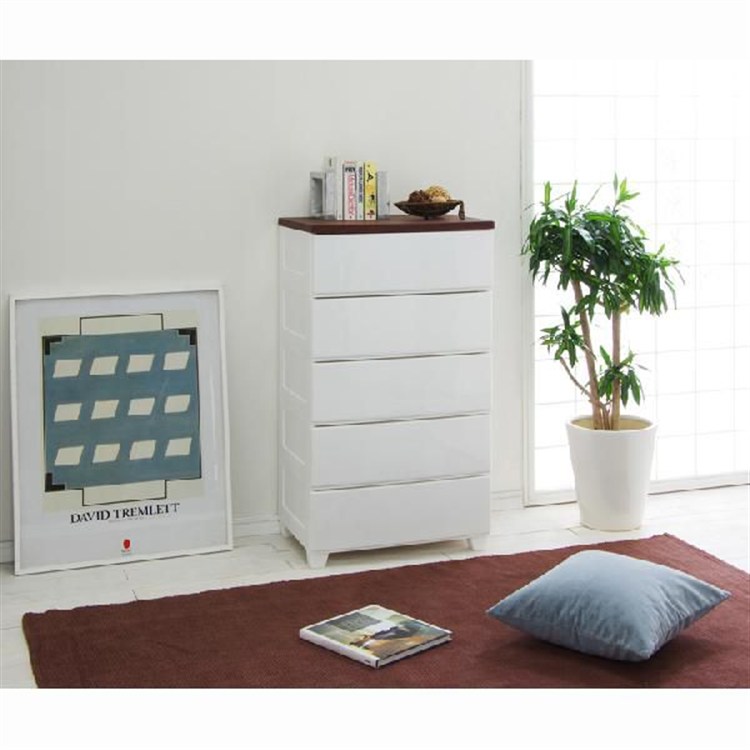［マイル5倍！12/7迄］ウッドトップチェスト 5段 MG-555 ホワイト