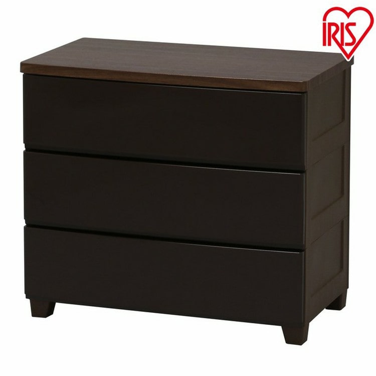 ［マイル5倍！12/7迄］ウッドトップチェスト 3段 MG-723 ブラウン