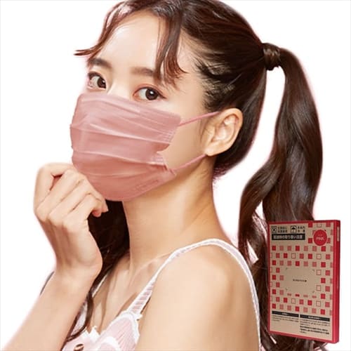 ［マイル5倍！12/7迄］[60枚] プリーツ カラーマスク ふつうサイズ 9cm×17.5cm ピンク