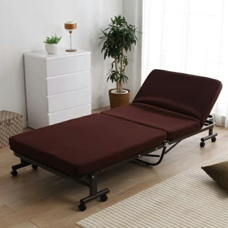 折りたたみベッド　OTB-TRN　ブラウン[完成品・14段階リクライニング・低反発]