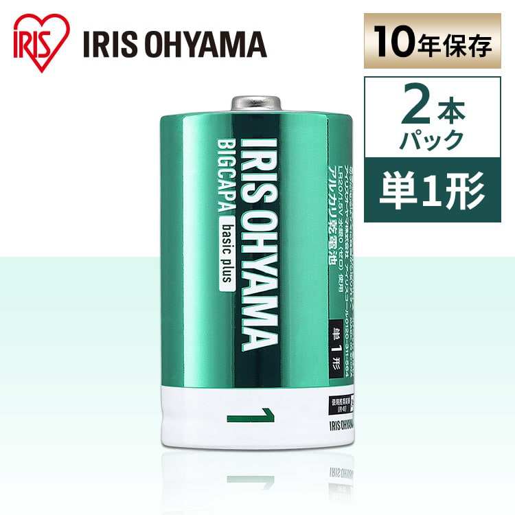 ［マイル5倍！12/7迄］BIGCAPA basic＋ 単1アルカリ乾電池2本パック LR20Bbp/2S