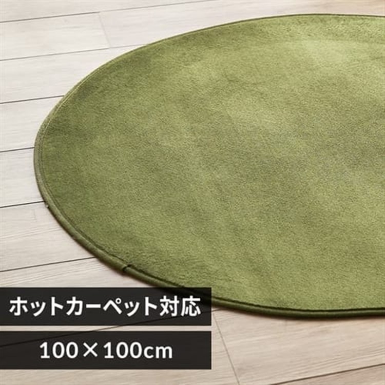 ［マイル5倍！12/7迄］フランネルラグ 円形 100×100cm 56255923 グリーン