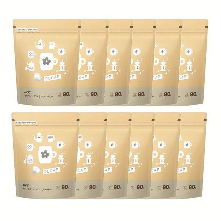 ［マイル5倍！12/7迄］UCC ［12点セット］UCC おいしいカフェインレスコーヒー袋 90g［代引不可］［同梱不可］［プラザマーケット］