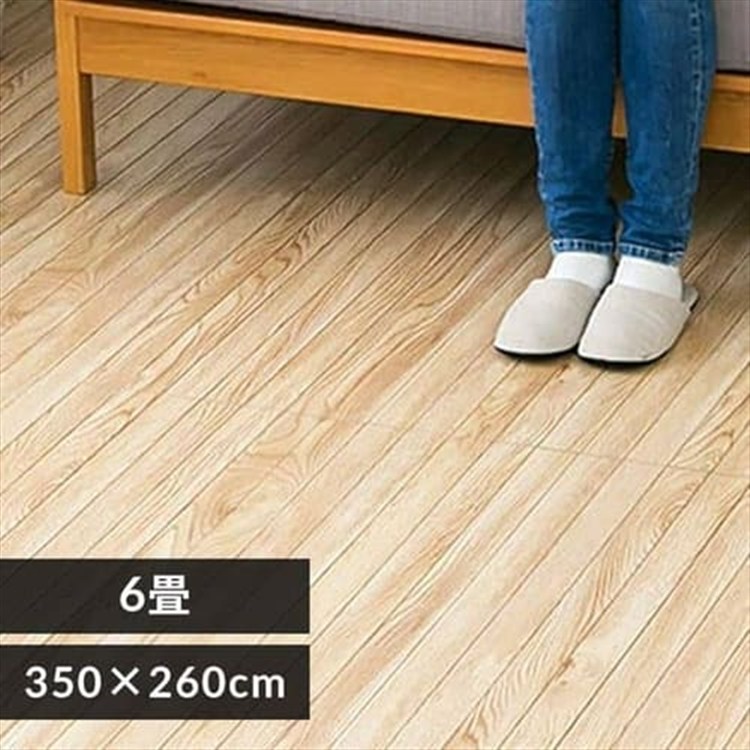 ［マイル5倍！12/7迄］ウッドフローリングカーペット 6畳 江戸間 WDFC-6E ヴィンテージナチュラル(VNA)