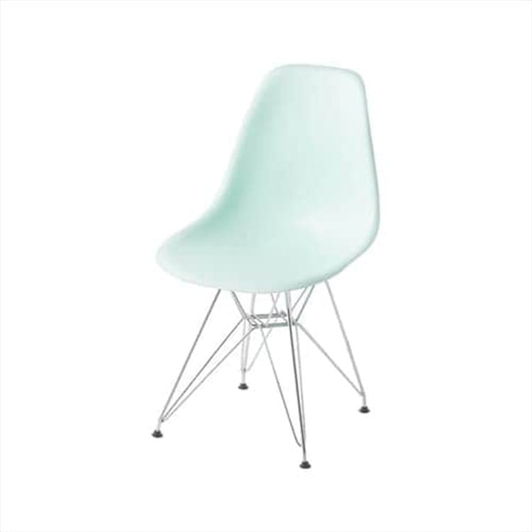 ［マイル5倍！12/7迄］デザインチェア 肘なし EPP-47 スチール/ライトグリーン