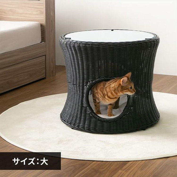 ［マイル5倍！12/7迄］ペットハウス&テーブル 丸型(大) ブラック