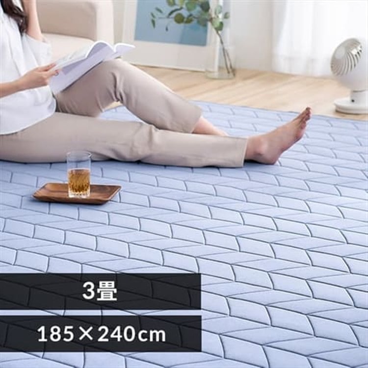 ［マイル5倍！12/7迄］冷感キルトラグ 185×240cm QRC-1824 ブルー
