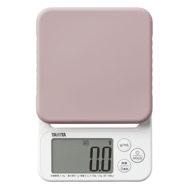 キッチンスケール デジタルスケール はかり デジタルクッキングスケール KJ-222-BK タニタ TANITA 2000g 1g単位 0.5g単位 0.1g単位 ヘルシー ダイエット お菓子作り シリコンカバー ブラック グリーン グレー ピンク