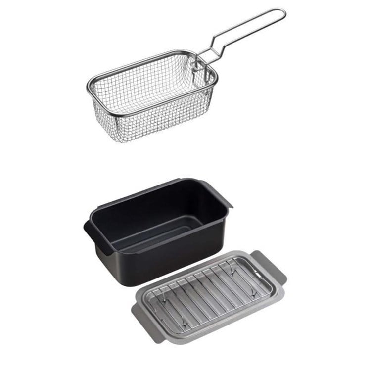 ［マイル5倍！12/7迄］［セット品］天ぷら用品 揚げ物 料理 ポコフリット IH対応角型揚げ鍋(アミ付)＆ポコフリット 角型揚げざる RB-2700＆RG-0561 揚げ物 天ぷら オイル料理 油回り 冷凍食品 すっきり収納 コンパクト お手入れ 油料理 揚げ物四角鍋セット