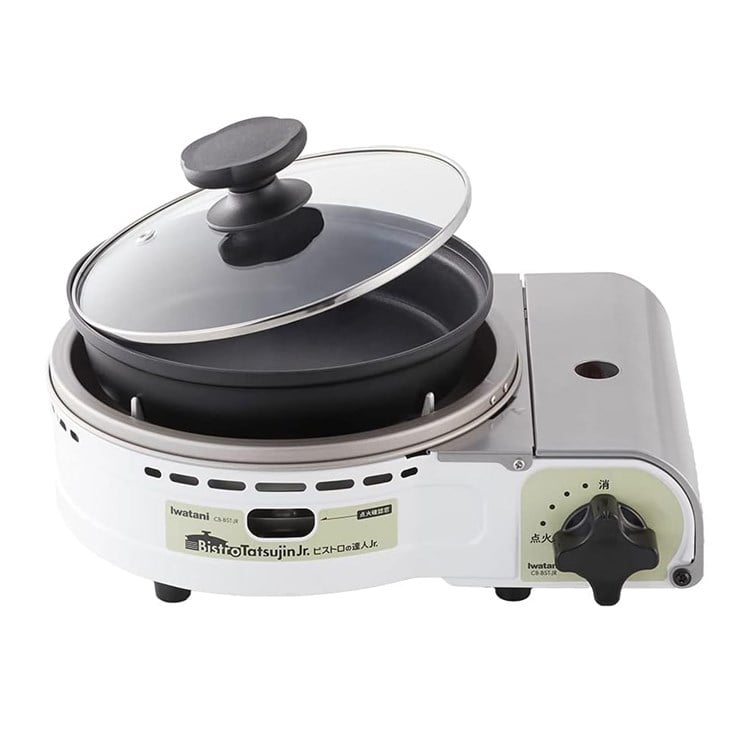 カセットコンロ イワタニ 達人 岩谷 グリルパン付カセットコンロ ビストロの達人Jr. ホワイト CB-BST-JR