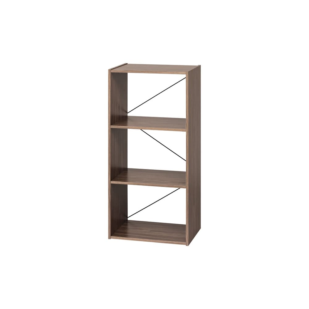 ［5倍マイル！本日2/27迄］組立簡単オープンシェルフ KKOS-3 ウォールナット/ブラック