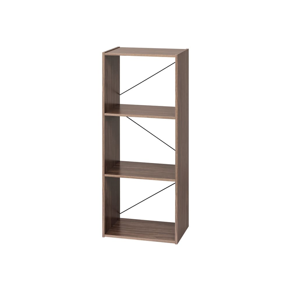 ［5倍マイル！本日2/27迄］組立簡単オープンシェルフ KKOS-3F ウォールナット/ブラック