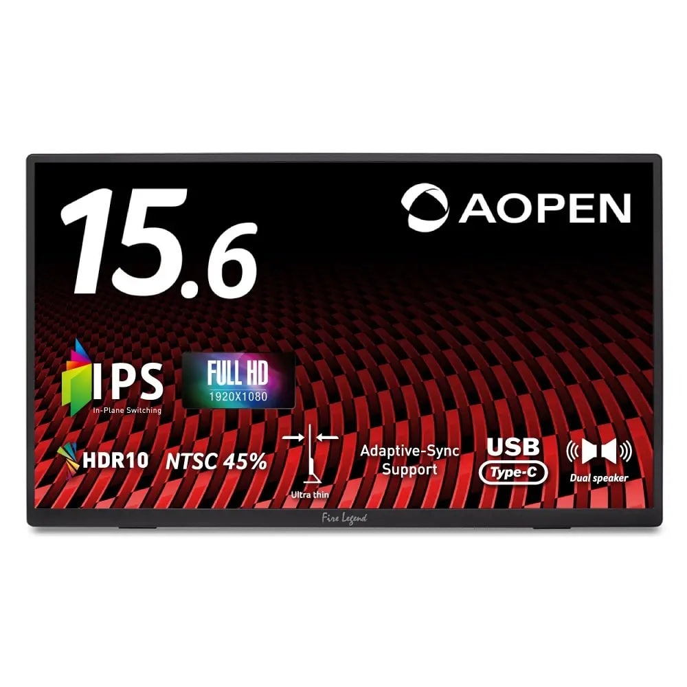 AOPEN モバイルモニター 15.6インチ フルHD IPS 非光沢 ブラック 16PM1QJbmiuux 【プラザセレクト】