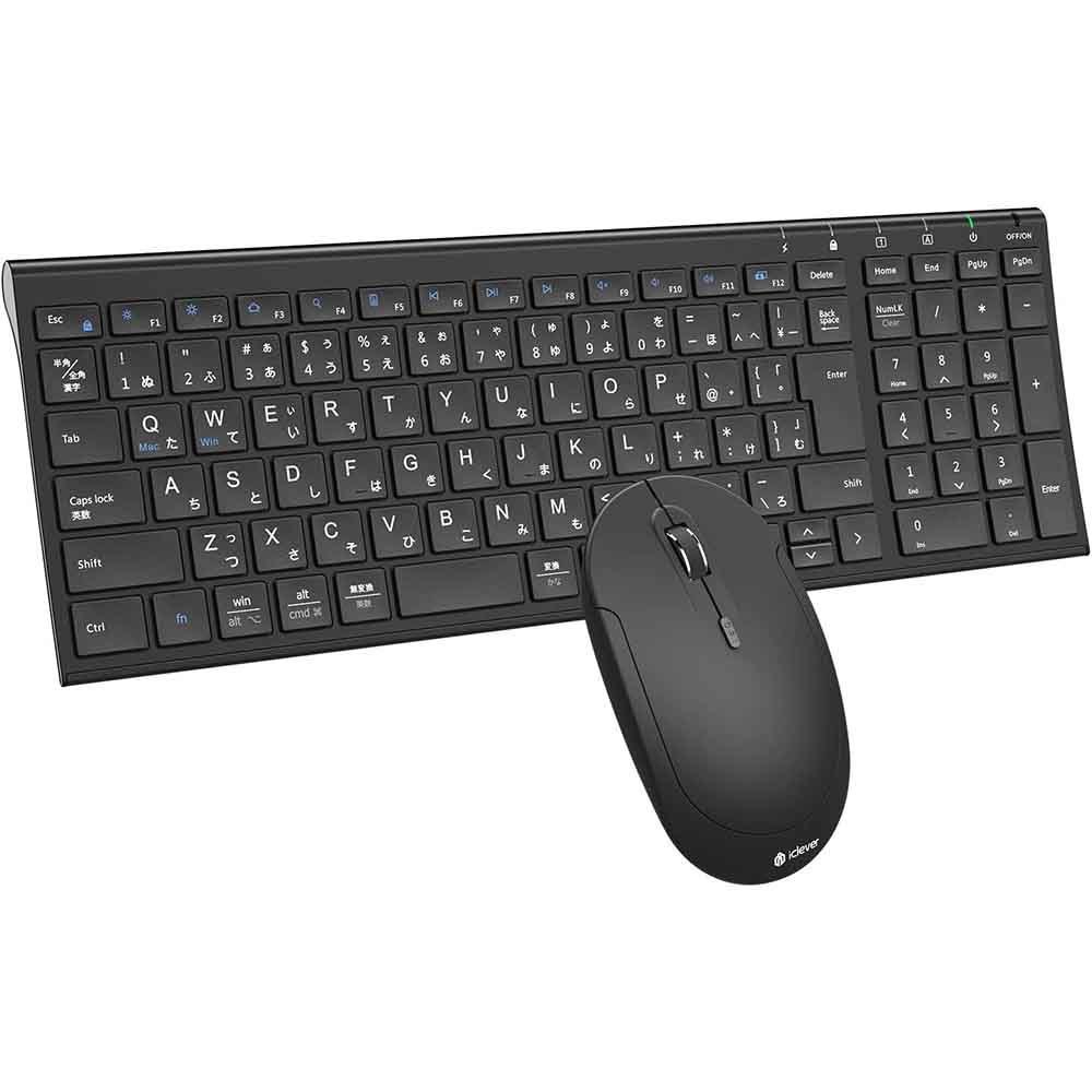 iClever ワイヤレスキーボード＆マウスセット BK22Combo ブラック