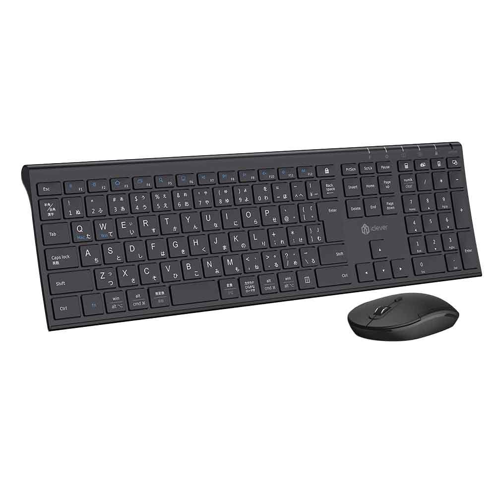 iClever ワイヤレスキーボード＆マウスセット BK23Combo ブラック
