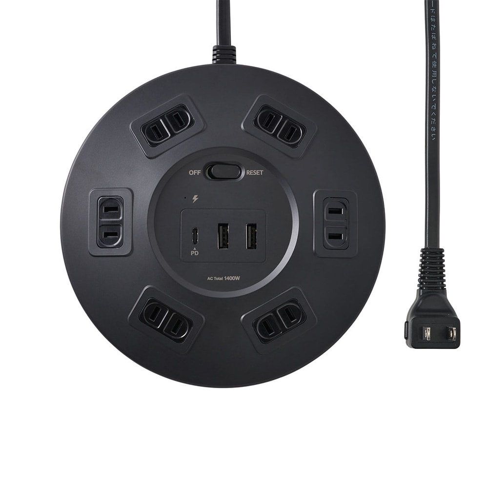 ＼全品5倍マイル／ELPA 丸型USBタップ6P PD20W 黒 WLS-R6322BUC（BK） 【プラザセレクト】