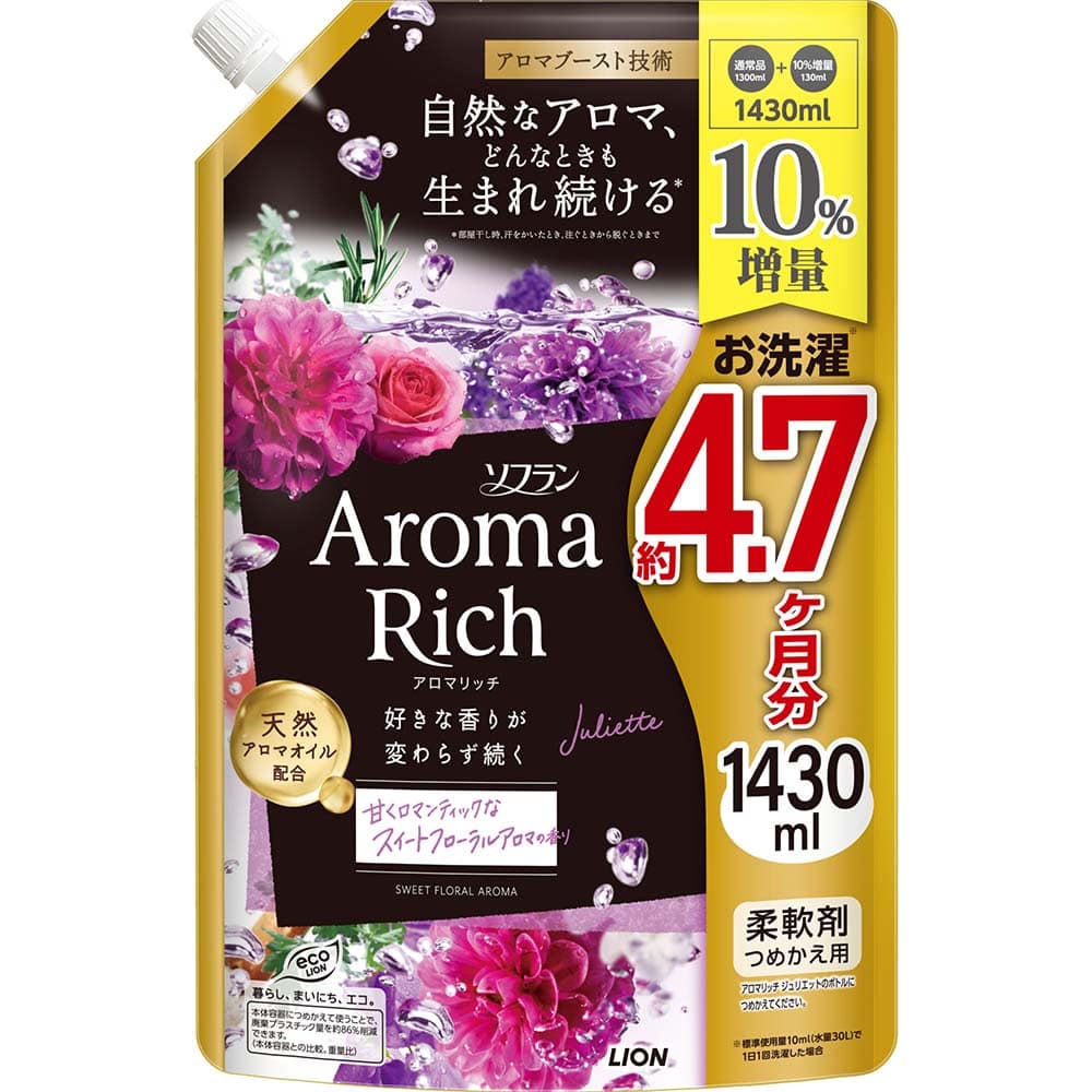 ソフランアロマリッチ 【6個セット】ソフランアロマリッチ　つめかえ用　1430ｍL　１０％増量品 02290 ジュリエット