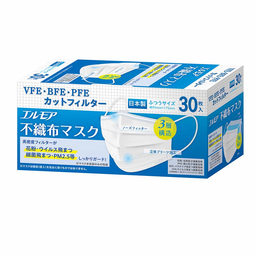 エルモア 5コ]エルモア 不織布マスク 30枚 142591 ふつうサイズ