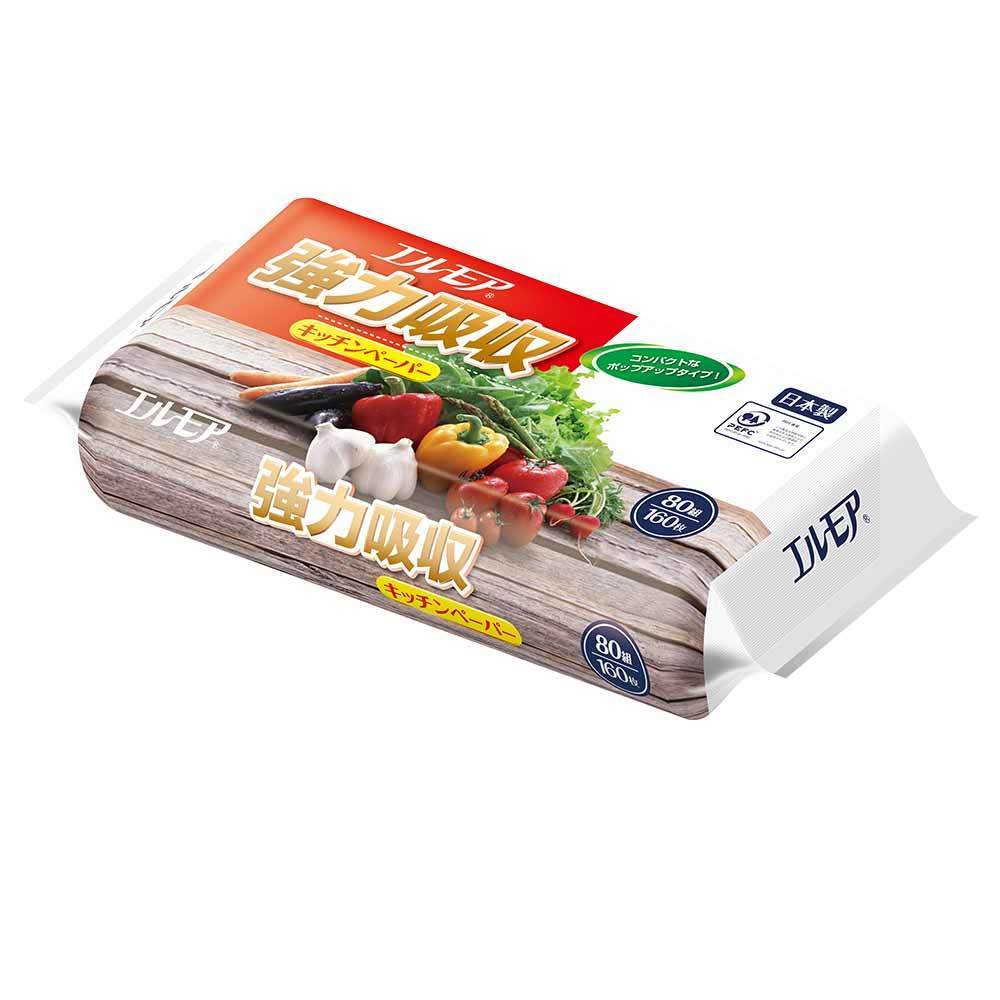 エルモア 【24個セット】エルモア強力吸収キッチンペーパー80W