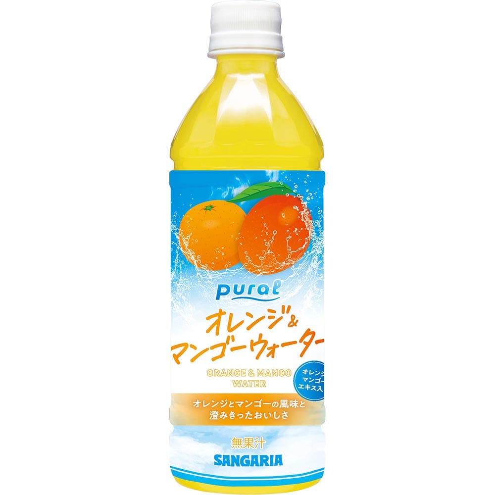 【2ケース】Puralオレンジ＆マンゴーウォーター500ml×24本